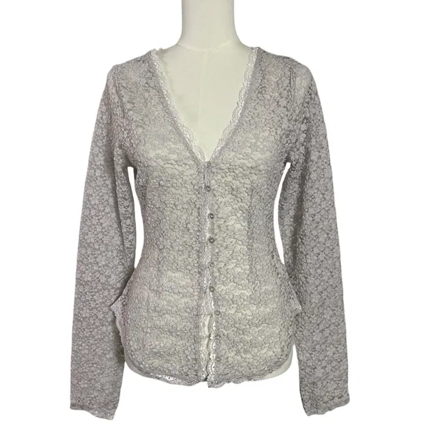 Free People Dainty Ethereal Cottage Lara Lace Top Light Lilac Ash Size Small NEW - Image 7