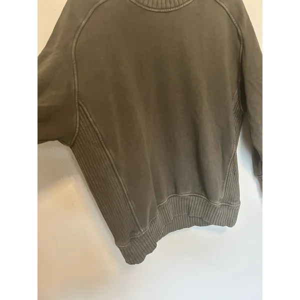 Aerie Down To Earth Oversized Crew Sweatshirt Olive Green Size XXS Comfort Cute - Image 4