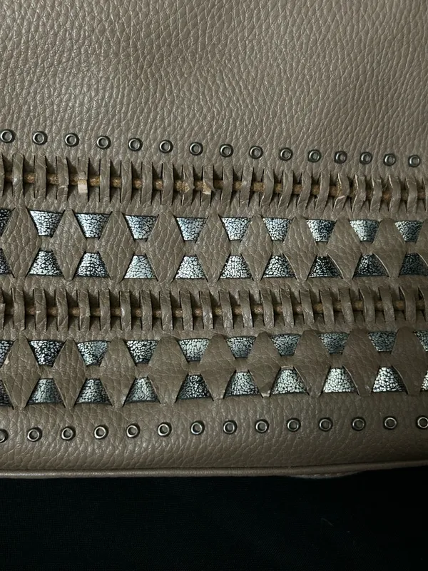 Mona B. Women's Taupe Studded Satchel Shoulder Bag Purse - Image 9