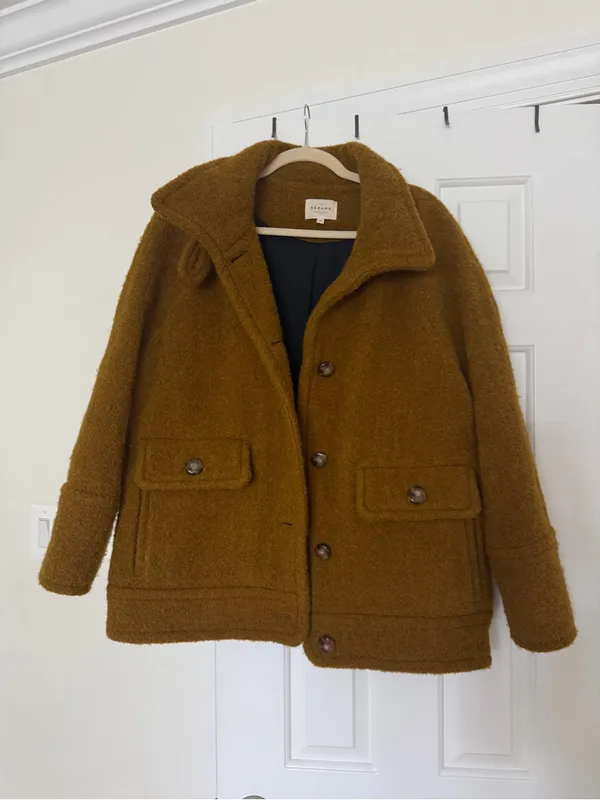 Sezane Leo coat yellow wool blend vert bronze - Image 3