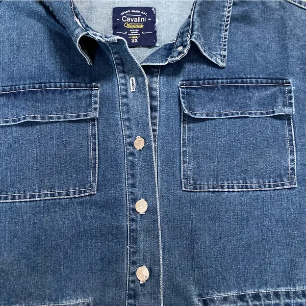 Cavalini Clothing Dark Wash Denim Shirt Jacket Shacket 3X NWT - Image 7