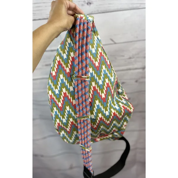 KAVU Original Rope Sling Bag Geometric Print Cotton Crossbody Backpack - Image 6