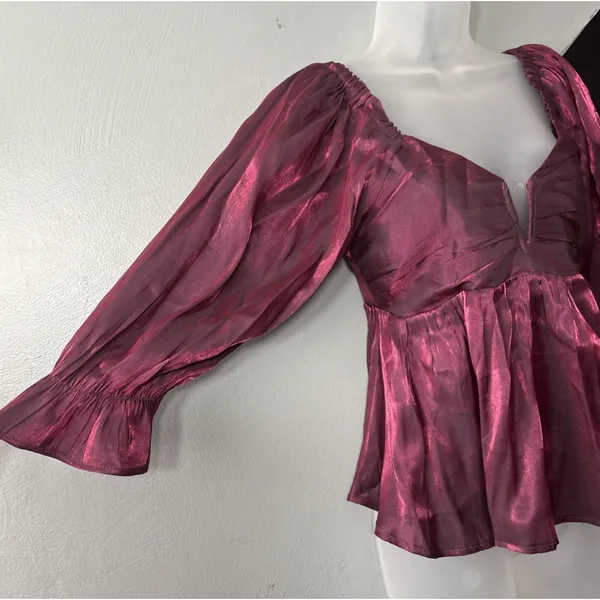 Entro Top Size Medium Grape Purple Iridescent Babydoll Dark Romantic Vamp Party - Image 2