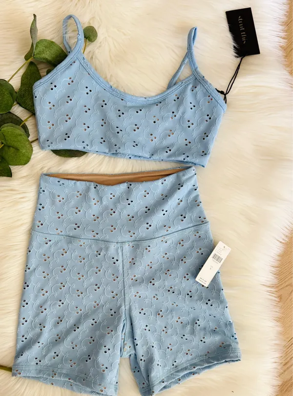 STRUT THIS Eyelet Matching Sport Bra & Shorts Set, Size M - Image 5