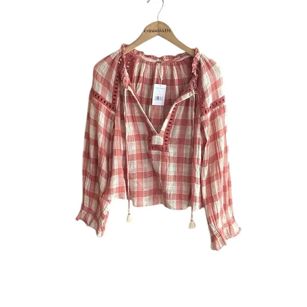 Free People Honey Grove Plaid Top Pink - Image 4