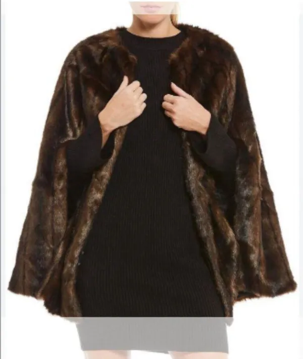 Brown Faux Fur Cape sz M / L - Image 2