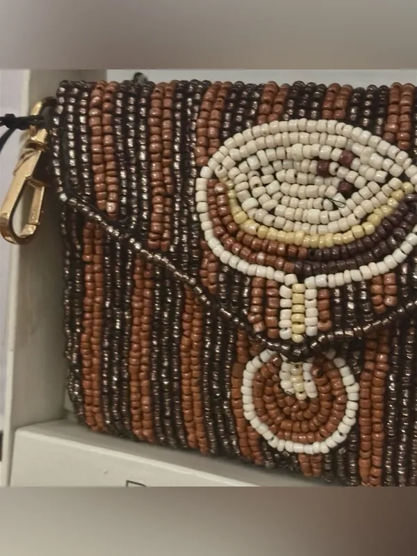 NEW - Viral Rachel Zoe Espresso Martini Beaded Coin Pouch & Bag Charm/Key Ring - Image 3
