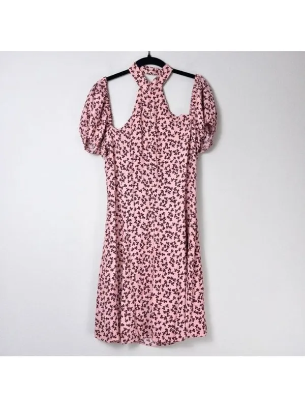 Alexis Loele Off The Shoulder Halter Mini Dress S Pink Clover Choker Draped - Image 8