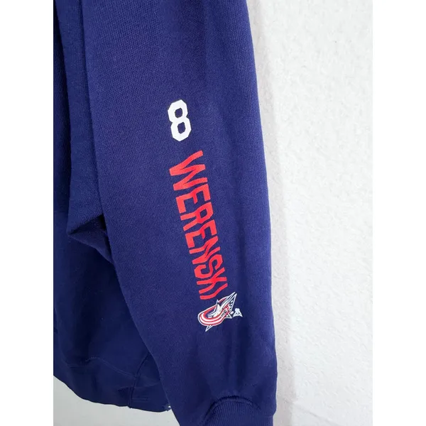 Columbus Blue Jackets #8 Werenski NHL Crewneck Sweatshirt Large Navy Fanatics - Image 2