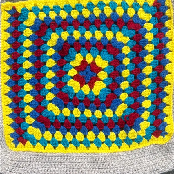 Handcrafted Multicolor Crochet Shoulder Bag Yellow - Image 4