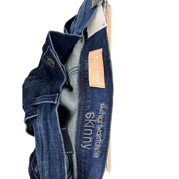 7 For All Mankind b(air) High Waist Ankle Skinny Jeans Blue Velvet Floral 32‎ - Image 7