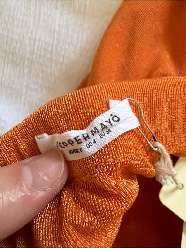 NWT Peppermayo Golden Girl Mini Dress Orange Halter Neck Party Dress Size 4 - Image 7