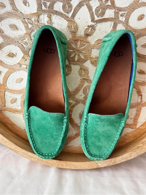 UGG Bright Green Suede Slip-On Loafers - Image 5