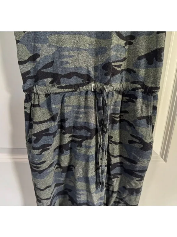 Sundry Camo Racerback Tank Dress Drawstring Waist Pockets Women's Size 1 Small - Image 6
