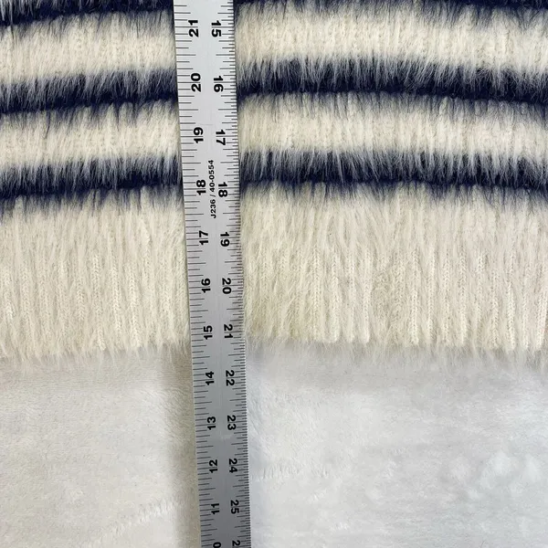 La Ligne Navy Blue and White Stripe Pullover Sweater‎ XL Oversized Crop-flaw - Image 4
