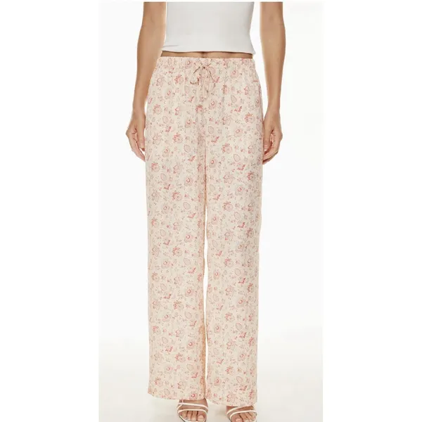 Aritzia Wilfred Toccata Satin Pant Floral Size‎ Medium Drawstring Pull On - Image 2