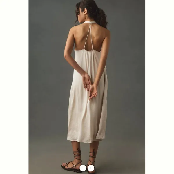 Anthropologie Anthropologie Halter Silky Midi Dress - Image 2