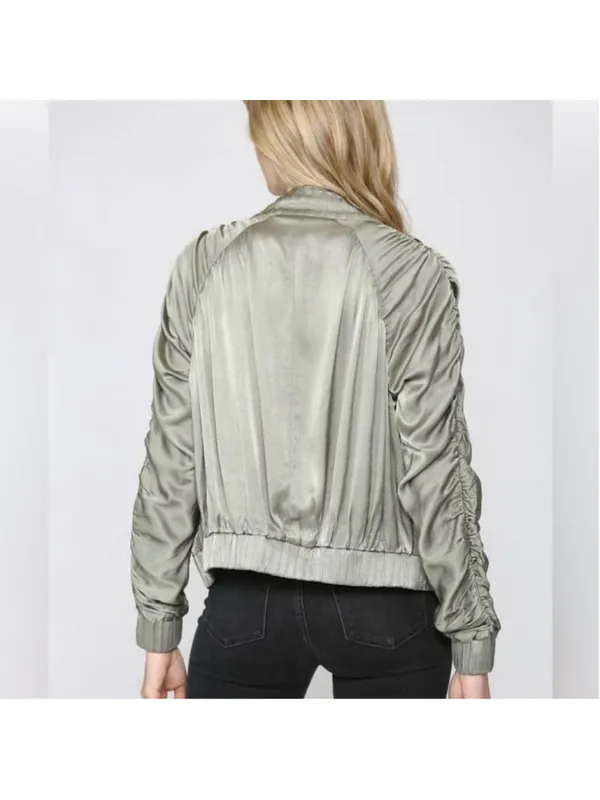 Green Bomber Jacket Silver Size M - Image 2