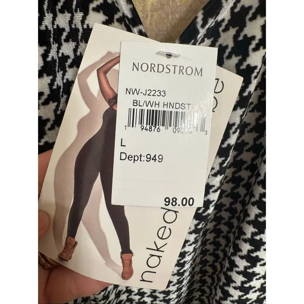 Naked‎ Wardrobe Black White Velour Houndstooth Jumpsuit Large NWT - Image 7