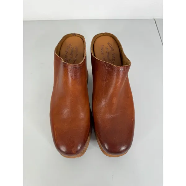 Kork-Ease Brown Leather Platform Mules Block Heel Square Toe KE0016916 Size 8M - Image 2