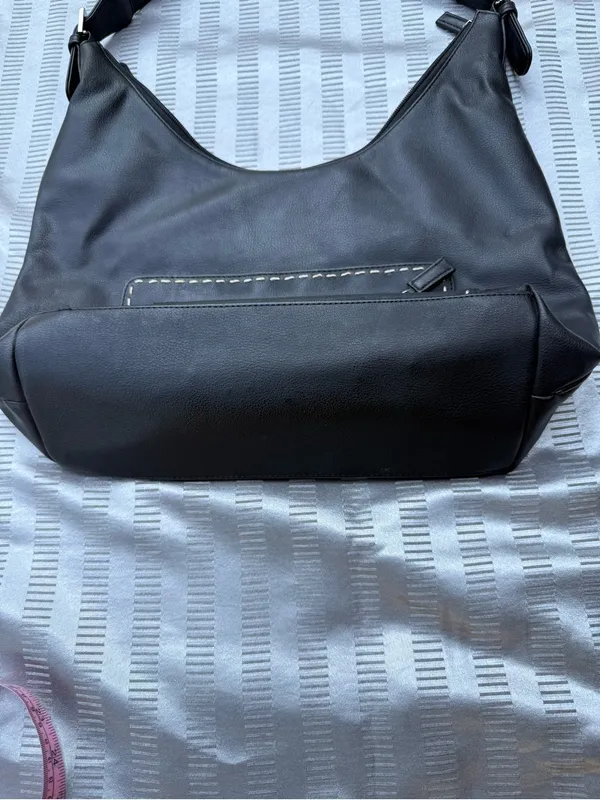 Guess Black Hobo Shoulder Bag – Front Zip Pocket, Silver Hardware - Image 2