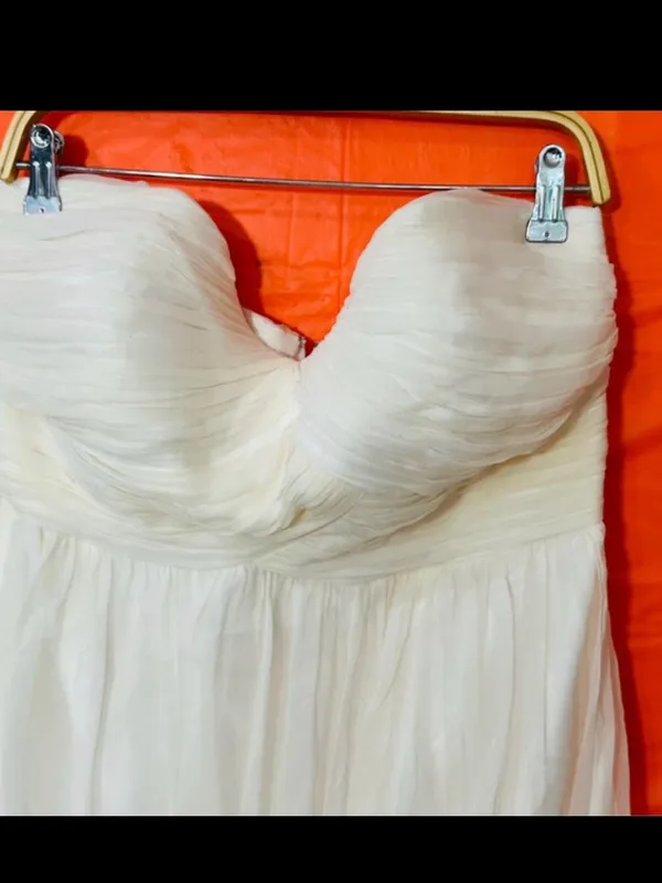 Donna Morgan Ivory Strapless Sweetheart Tulle Midi Dress - Image 4