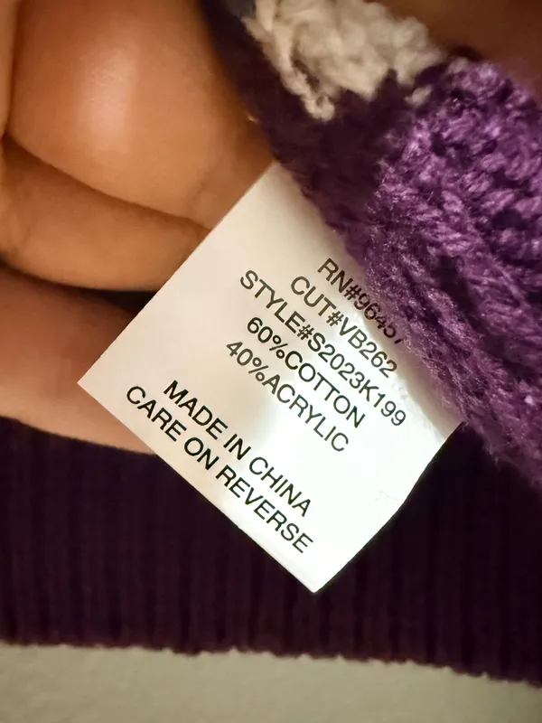 Stitch & Pine Purple Stripe Cable Knit Crewneck Crop Sweater Size S - Image 4