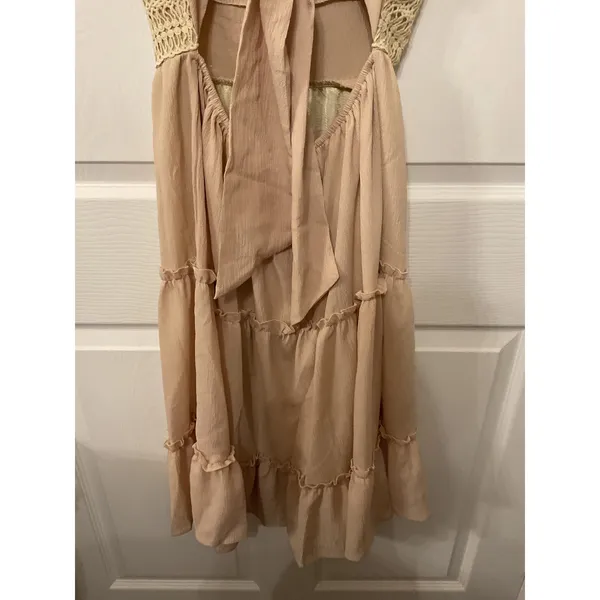 Unbranded Free People Styled Cream Lace Tiered Boho Babydoll Dress Cottagecore,S - Image 6