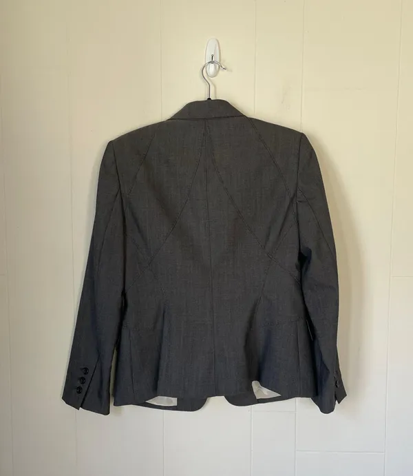Anne Klein grey wool blend blazer suit jacket stretch lined Women’s size 8P - Image 2