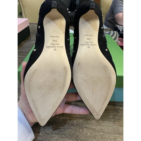 Kate Spade New York BLACK KID SUEDE‎ Women's Starr Ankle Boots Size 7 Studded - Image 7