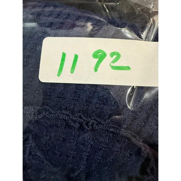 Anthropologie Womens Navy Blue Waffle Knit Henley Long Sleeve‎ Top Large 1192 - Image 7