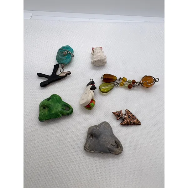 Artisan Pendant Lot 8pc Ceramic Stingray Dichroic Glass K Arrowhead Stone Charm - Image 6