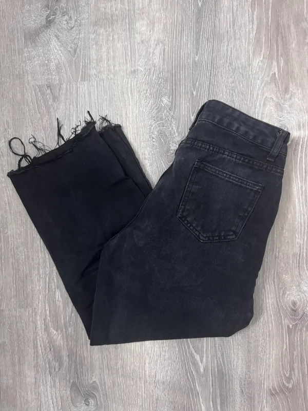 Wide Leg Cropped Denim Black Size 26 - Image 2