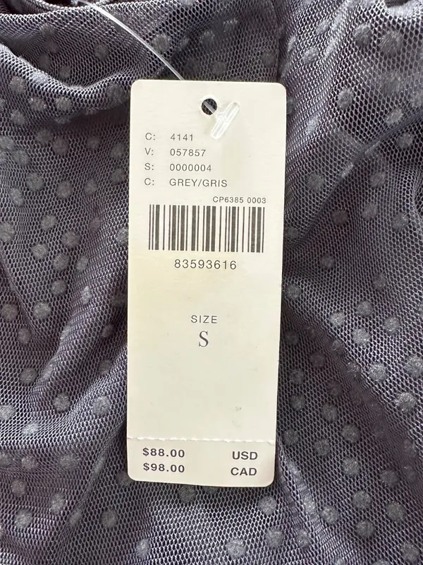 NEW Anthropologie Women’s Small Sheer Ruched Shimmer Dress Gray Textured Formal - Image 6