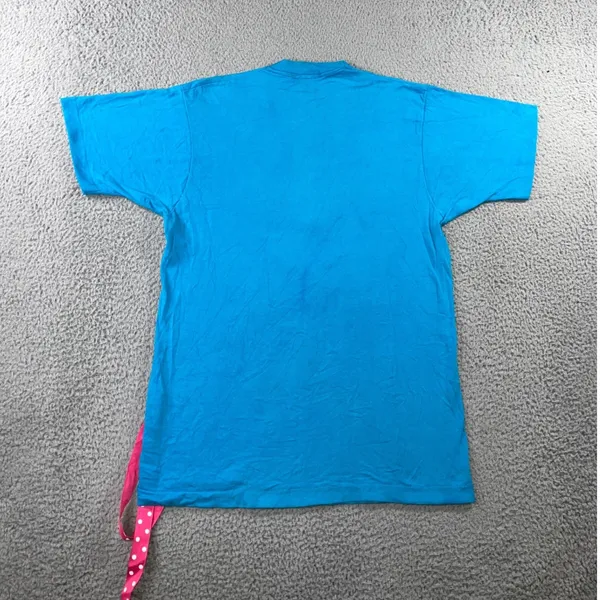 Vtg Clown Kidcore‎ T Shirt M Applique Polka Dot Ribbon Tie Funky Pop Art Unisex - Image 2