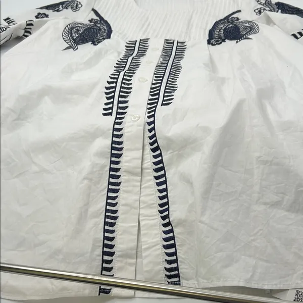 Embroidered White and Black Mini Dress - Image 3
