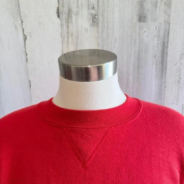 Vintage Russell Athletic Red Christmas Sweatshirt XL Jingle Cross-Stitch bear‎ - Image 7