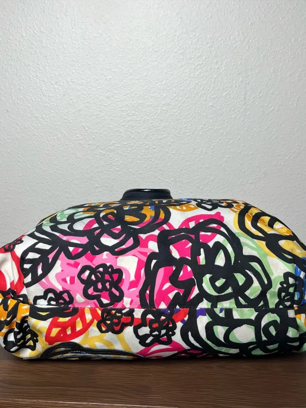 Coach Poppy Graphic Blossom Graffiti Colorful Floral Tote Purse - Image 4