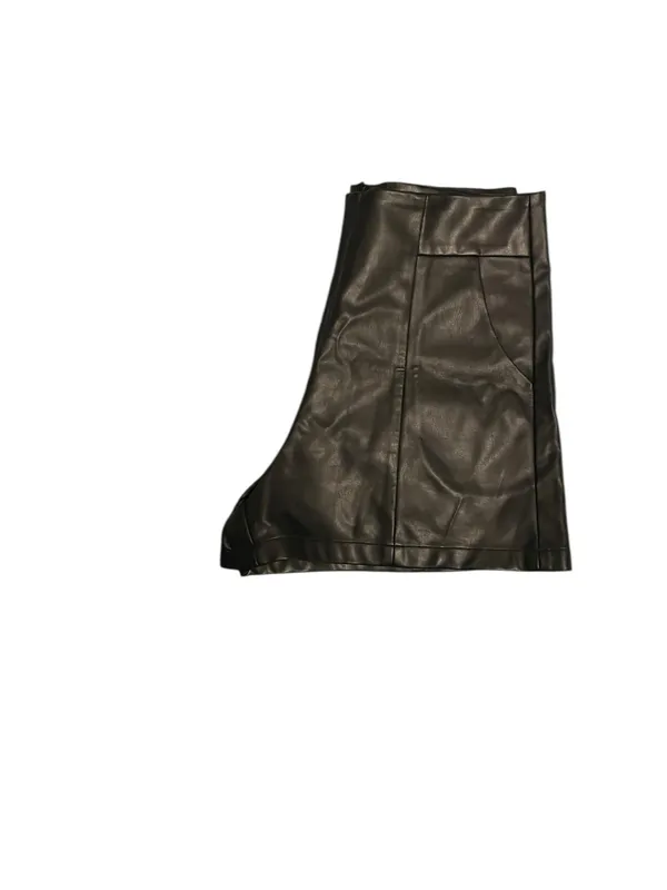 Black Faux Leather Mini High Waisted Shorts M - Image 4