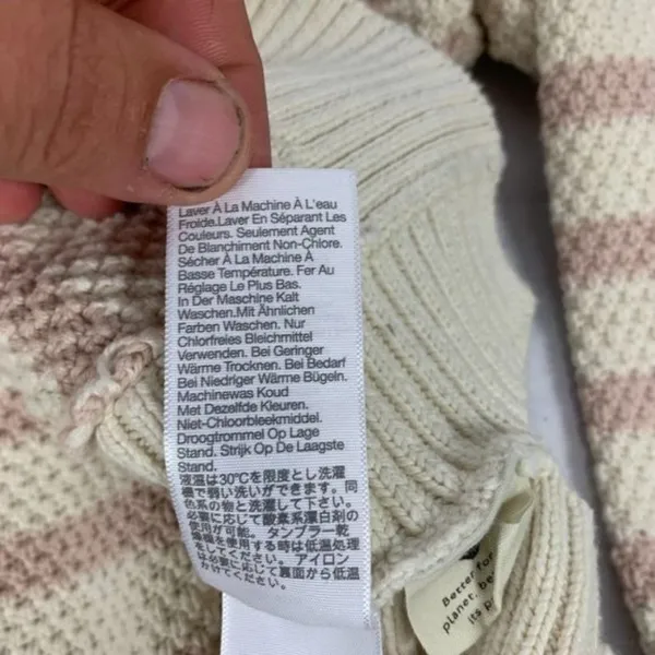 Madewell Womens M Striped Cotton Blend Sweater Beige & Pink - Image 5