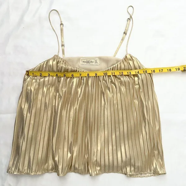 Vintage Abercrombie & Fitch Metallic Pleated Cami - Gold - XS - Image 8