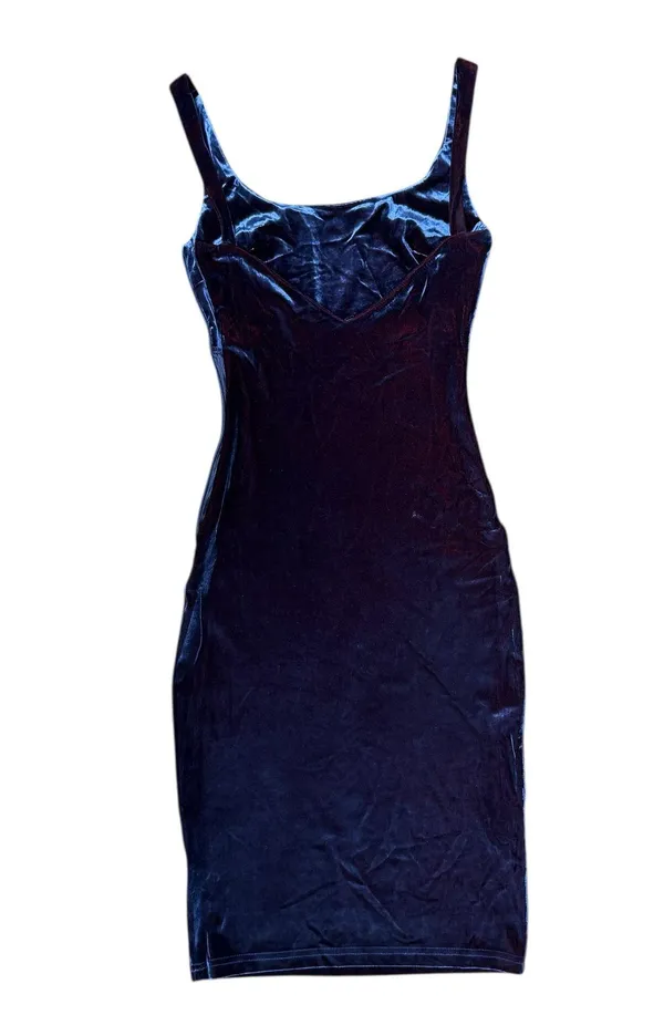 Deep Blue Iridescent Velvet Dress - Image 2