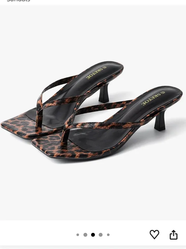 Leopard Print Kitten Heel Flip Sandal - Image 5