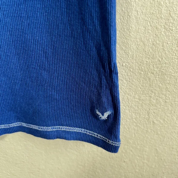 Abercrombie & Fitch Tank Top Womens‎ XL Blue Ribbed Y2K Long Fitted - Image 2