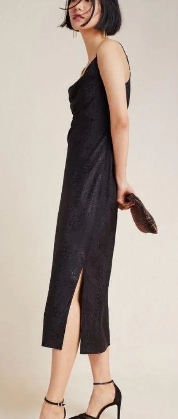 Nwot Anthropologie draped Amelie Black Jacquard slip dress $138 party formal - Image 2