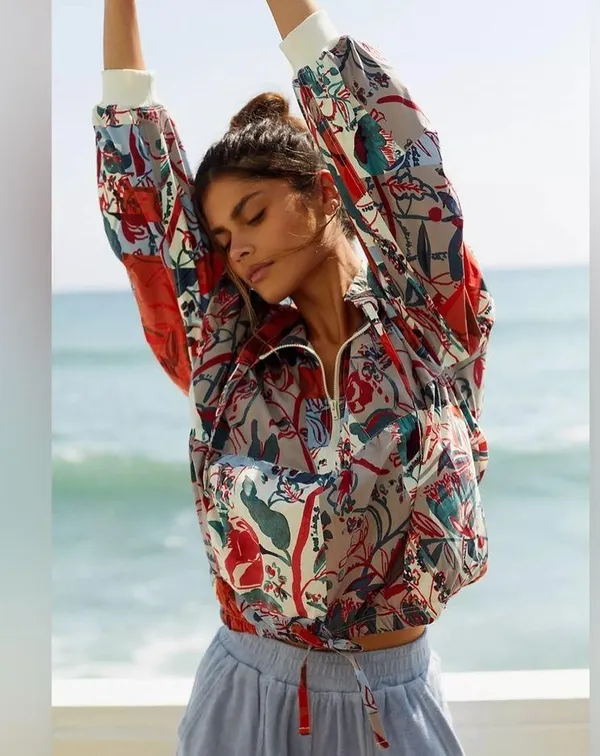 NWT Daily Practice by Anthropologie Floral Windbreaker Jacket - Image 3