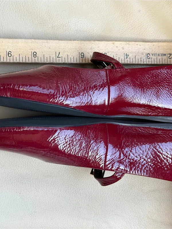 Nordstrom Burgundy Patent Leather Mary Jane Flats 6M Ballet Core Y2K Chic Retro! - Image 8
