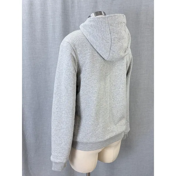 Boden Gray Sherpa Borg Fleece Lined Full Zip Hoodie Sweatshirt US 4 - Image 3