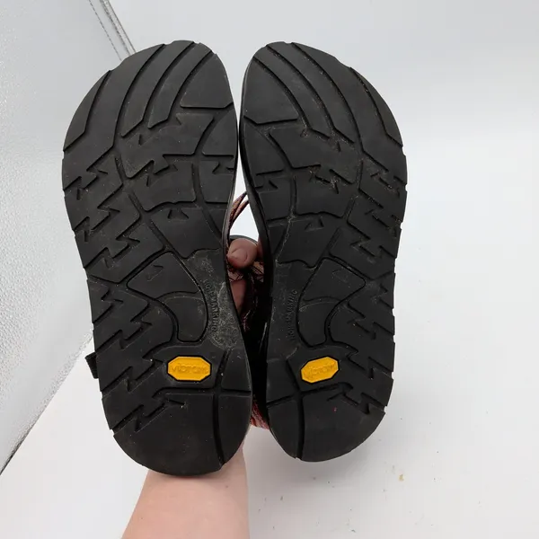 Chaco‎ Z2 Classic Sandals Womens Black Purple Orange Chevron Vibram Made in USA - Image 7