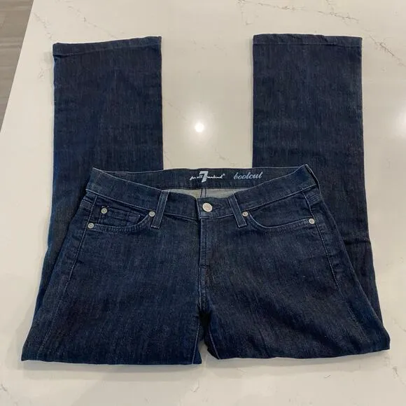 7 for all Mankind Blue Bootcut Jeans with Rhinestones‎ Bling Size 26 - Image 3